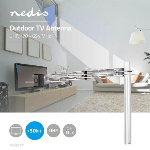 Nedis ANOR1010ME TV-Antenne voor Buiten | Max. 12 dB Versterking | UHF: 470 - 694 MHz | 1 Component