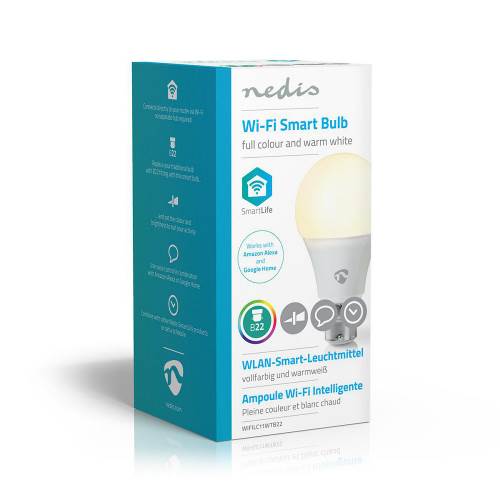 Nedis WIFILC11WTB22 Wi-Fi smart LED-lamp | Full-Colour en Warm-Wit | B22