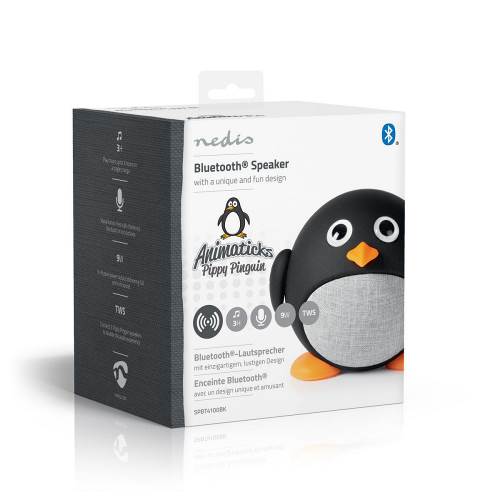 Nedis SPBT4100BK Animaticks Bluetooth Speaker | 3 Uur Speeltijd | Handsfree Bellen | Pippy Pinguin