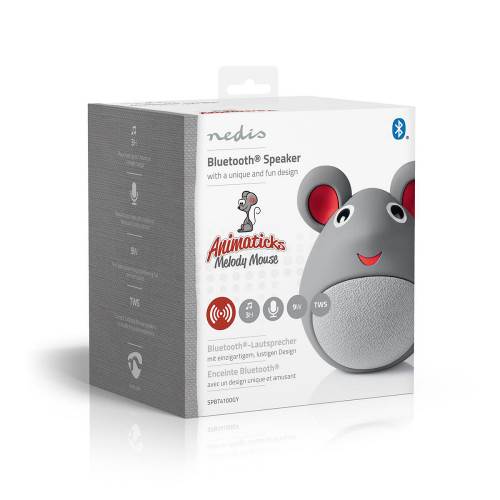Nedis SPBT4100GY Animaticks Bluetooth Speaker | 3 Uur Speeltijd | Handsfree Bellen | Melody Mouse