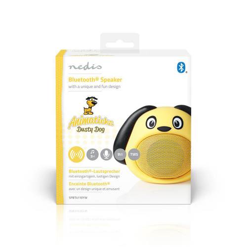 Nedis SPBT4110YW Animaticks Bluetooth Speaker | 3 uur Speeltijd | Handsfree bellen | Dusty Dog