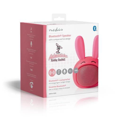 Nedis SPBT4110PK Animaticks Bluetooth Speaker | 3 uur speeltijd | Handsfree bellen | Robby Rabbit