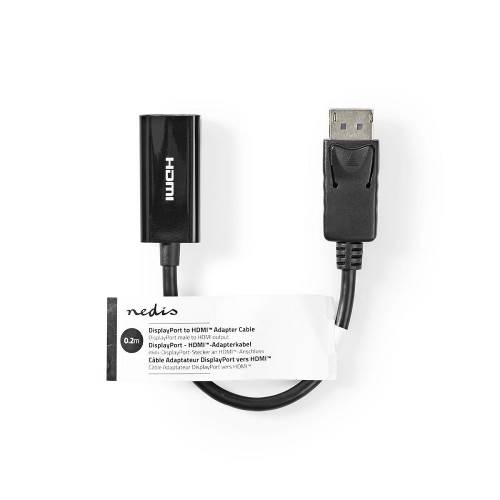 Nedis CCGT37150BK02 DisplayPort - HDMIT Adapterkabel | DisplayPort Male | HDMIT-Uitgang | 0,2 m | Zwart
