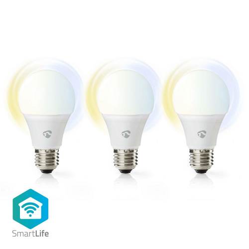 Nedis WIFILW33WTE27 Wi-Fi Smart LED Bulb | Warm to Cool White | E27 | 3-Pack