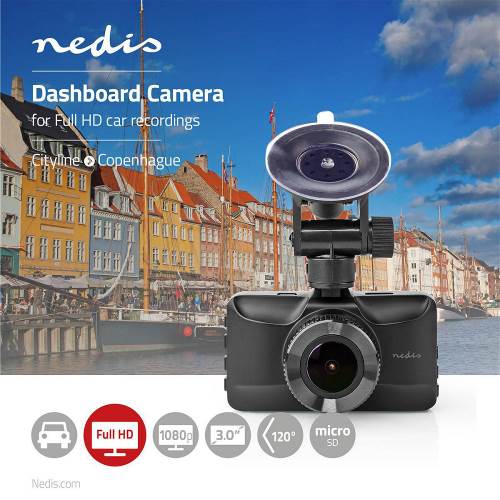 Nedis DCAM15BK Dashcam | Full HD 1080 p | 1 CH | 3,0 Inch | Kijkhoek Van 120° | Metalen Behuizing