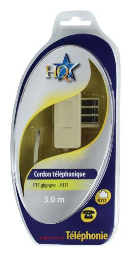 HQ HQBF-T018-3.0 CORDON TEL GIGOGNE - RJ11 3 METR FR