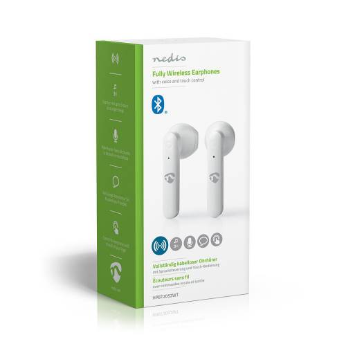 Nedis HPBT2052WT Volledig Draadloze Bluetooth®-Oordopjes | 3 uur Afspeeltijd | Spraakbediening | Charging Case | Wit