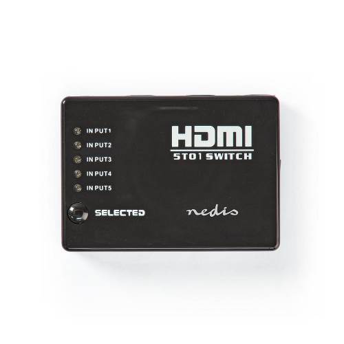 Nedis VSWI3455BK HDMI-schakelaar | 5 poorten | 5x HDMI-ingang | 1x HDMI-uitgang | 1080p | ABS | antraciet | doos