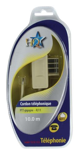 HQ HQBF-T018-10 CORDON TEL GIGOGNE - RJ11 10 MET FR