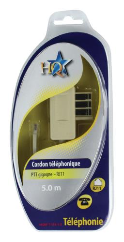 HQ HQBF-T018-5.0 CORDON TEL GIGOGNE - RJ11 5 METR FR