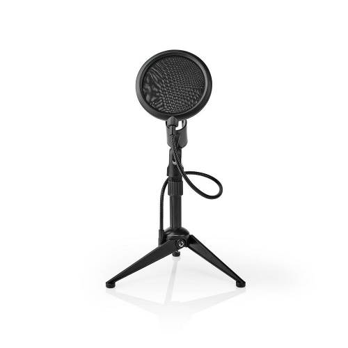 Nedis MPST01BK Microfoon-tafelstatief | Verstelbare hoogte | Pop-filter | 2 houders meegeleverd | Zwart