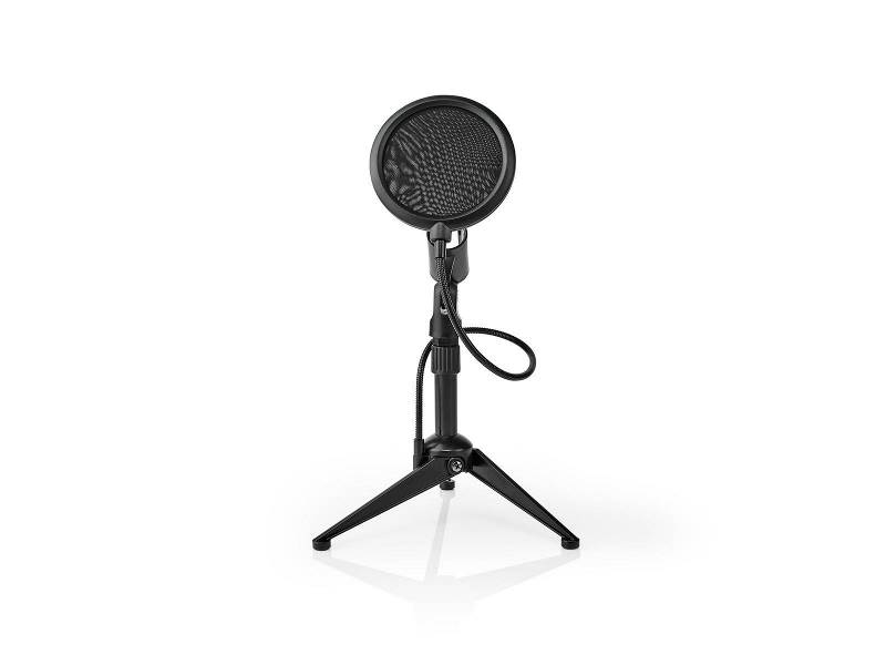 Nedis MPST01BK Microfoon-tafelstatief | Verstelbare hoogte | Pop-filter | 2 houders meegeleverd | Zwart