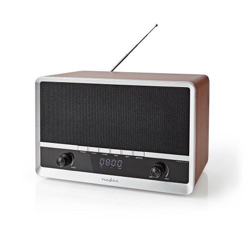 Nedis RDFM5200BN FM-radio | 12 W | FM | Bluetooth® | Klok- en Alarmfunctie | Bruin / Zwart