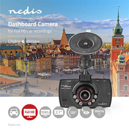 Nedis DCAM11BK Dashcam | Full HD 1080 p | 1 CH | 2,7 Inch | Kijkhoek Van 120°