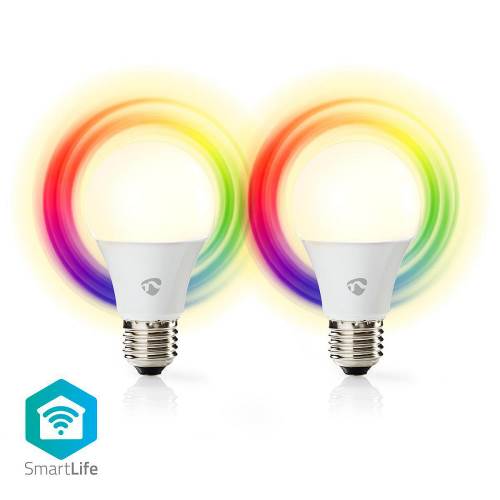 Nedis WIFILC21WTE27 Wi-Fi smart LED-lampen | Full-Colour en Warm-Wit | E27 | 2-Pack