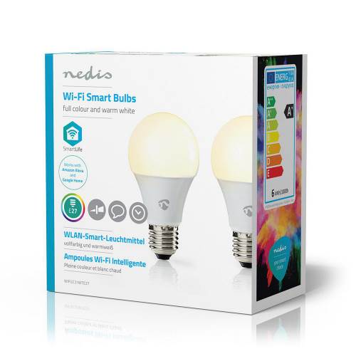 Nedis WIFILC21WTE27 Wi-Fi smart LED-lampen | Full-Colour en Warm-Wit | E27 | 2-Pack