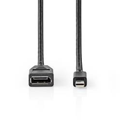 Nedis CCGB37454BK02 Mini-DisplayPort - DisplayPort-Kabel | Mini-DisplayPort Male - DisplayPort Female | 0,2 m | Zwart