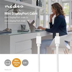 Nedis CCGB37504WT20 Mini-DisplayPort - Mini-DisplayPort-Kabel | Mini-DisplayPort Male - Mini-DisplayPort Male | 2,0 m...