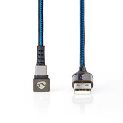 Nedis GCTB60600BK10 USB 2.0-kabel | A Male naar Type-C™ Male | 180°-aansluiting voor gaming | 1,0 m | rond | gevlocht...