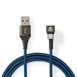 Nedis GCTB60600BK20 USB 2.0-kabel | A Male naar Type-C™ Male | 180°-aansluiting voor gaming | 2,0 m | rond | gevlocht...