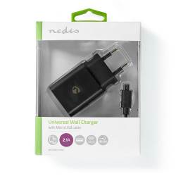 Nedis WCHAM213ABK Wandlader | 2,1 A | losse kabel | Micro-USB | zwart