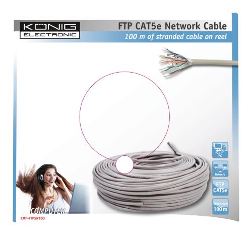 König CMP-FTP5R100 FTP CAT 5e flexibele netwerkkabel op 100 m rol
