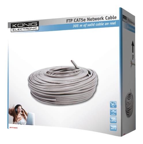 König CMP-FTP5R305S FTP CAT 5e solide netwerkkabel op 305 m rol