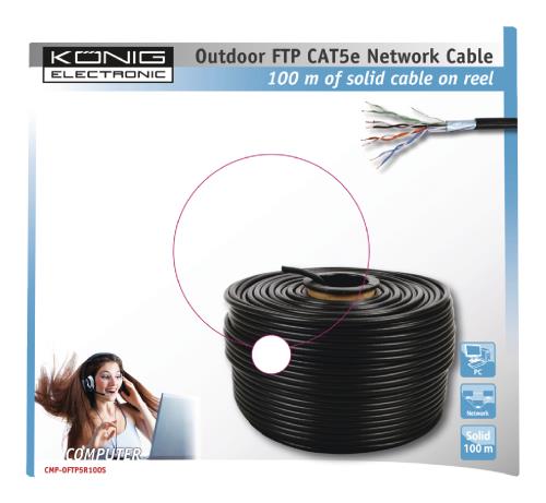 König CMP-OFTP5R100S FTP CAT 5e kabel voor buitengebruik op rol 100 m