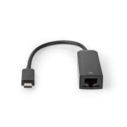 Nedis CCGP64952BK02 Nedis USB-C™-adapterkabel | Type-C™ Male - RJ45 Female | 1 Gbit | 0,2 m | Zwart