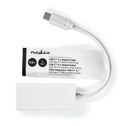 Nedis CCGT64952WT02 Nedis USB-C™-adapterkabel | Type-C™ Male - RJ45 Female | 1 Gbit | 0,2 m | Wit