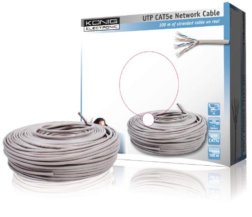 König CMP-UTP5R100 UTP CAT 5e flexibele netwerkkabel op 100 m rol