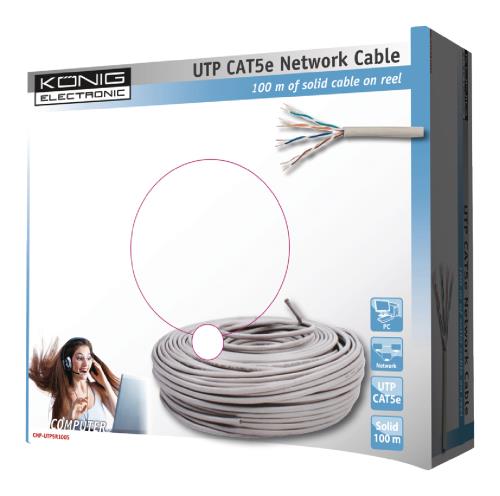 König CMP-UTP5R100S UTP CAT 5e solide netwerk kabel op rol van 100 m