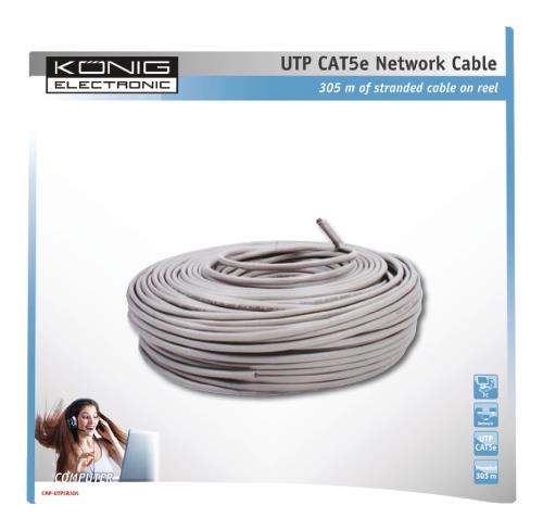 König CMP-UTP5R305 UTP CAT 5e flexibele netwerkkabel op 305 m rol