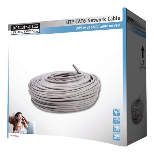 König CMP-UTP5R305S UTP CAT 5e solide netwerk kabel op rol van 305 m