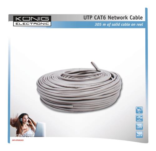 König CMP-UTP5R305S UTP CAT 5e solide netwerk kabel op rol van 305 m