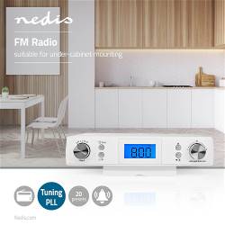 Nedis RDFM4010WT FM Radio | Onder De Kast | 20 Voorkeurzenders | Automatische Dimmer | Wit