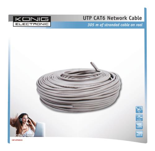 König CMP-UTP6R305 UTP CAT 6 flexibele netwerkkabel op 305 m rol