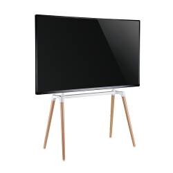 Nedis TVSM7250WT TV-vloerstandaard | 60 - 75 inch | maximaal 40 kg | Scandinavisch ontwerp | Wit / Beuk