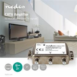 Nedis SAMP41120ME CATV Versterker | Max. 9 dB Versterking | 85 - 1218 MHz | 2 Uitgangen | Retourkanaal -4,5 dB | 5 - ...