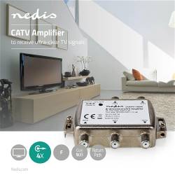Nedis SAMP41148ME CATV Versterker | Max. 12 dB Versterking | 85 - 1218 MHz | 4 Uitgangen | Retourkanaal -7,5 dB | 5 -...