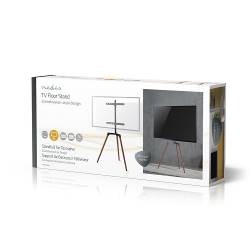 Nedis TVSM7060BK TV-vloerstandaard | 50 - 65 inch | maximaal 35 kg | Scandinavisch ontwerp | Zwart / Beuk