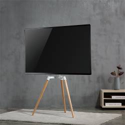 Nedis TVSM7060WT TV-vloerstandaard | 50 - 65 inch | maximaal 35 kg | Scandinavisch ontwerp | Wit / Beuk