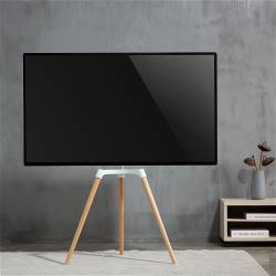 Nedis TVSM7060WT TV-vloerstandaard | 50 - 65 inch | maximaal 35 kg | Scandinavisch ontwerp | Wit / Beuk