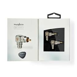 Nedis CATB24920GD Mono-Audioadapter | RCA Male | RCA Female | Verguld | 90° Gehoekt | Metaal | Metaal/Gunmetal | 2 st...