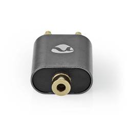 Nedis CATB22255AL Stereo-Audioadapter | 2x RCA Male | 3,5 mm Female | Verguld | Recht | Aluminium | Gunmetal | 1 st. ...