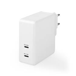 Nedis WCPD65W110WT Thuislader | 1,5 A / 2 A / 3,0 A / 3,25 A | Outputs: 2 | Poorttype: 2x USB-C™ | 15 / 18 / 27 / 36 ...
