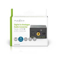 Nedis ACON2510BK Digitale Audioconverter | 1-weg | Input: 1x Digital RCA / 1x TosLink | Output: 1x (2x RCA) / 1x 3,5m...