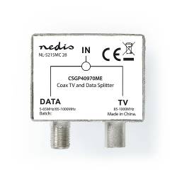 Nedis CSGP40970ME Satelliet- en Antenne-Adapter | F-Female / IEC (Coax) Male | IEC (Coax) Female | Vernikkeld | 75 Oh...