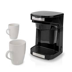Nedis KACM140EBK Koffiezetapparaat | Maximale capaciteit: 0.25 l | 2 | Warmhoudfunctie | Klokfunctie | Zwart