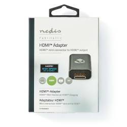 Nedis CVTB34906GY HDMI™-Adapter | HDMI Male / HDMI™ Mini-Connector | HDMI Female / HDMI™ Output | Verguld | Recht | A...